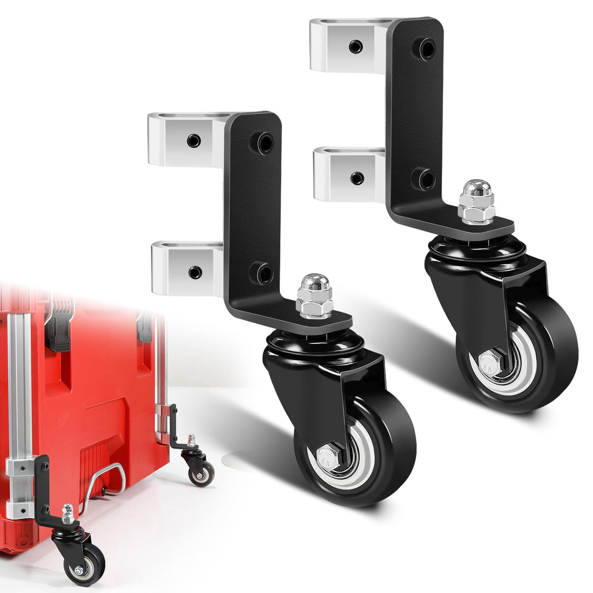 Upgraded 360° Dual Front Wheels, Packout Wheels Compatible with Mil.waukee Packout Rolling Toolboxes, Packout Toolbox Accessories, 200 Lbs Capacity DNShorix