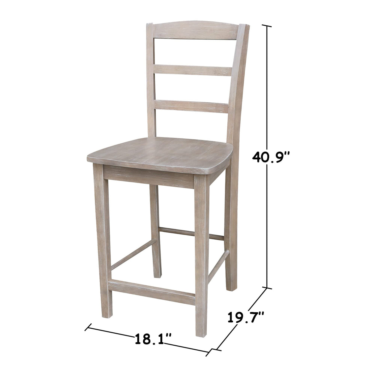 International Concepts Madrid Counterheight Stool, Washed Gray Taupe, 24" Seat Height IC International Concepts