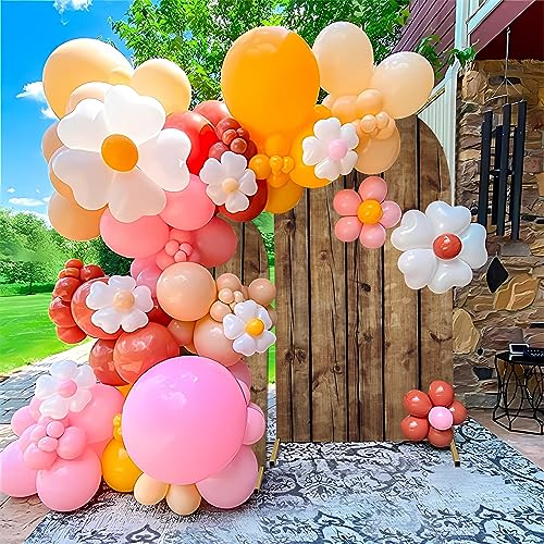 JASREE 6.6FT Rustic Wood Arch Cover Spandex Fitted Wedding Arch Stand Backdrop Covers 2-Sided Round Top Chiara Arch Backdrop Cover for Birthday Party Baby Shower Banquet Decor(3.3x6.6ft,No Frame) JASREE