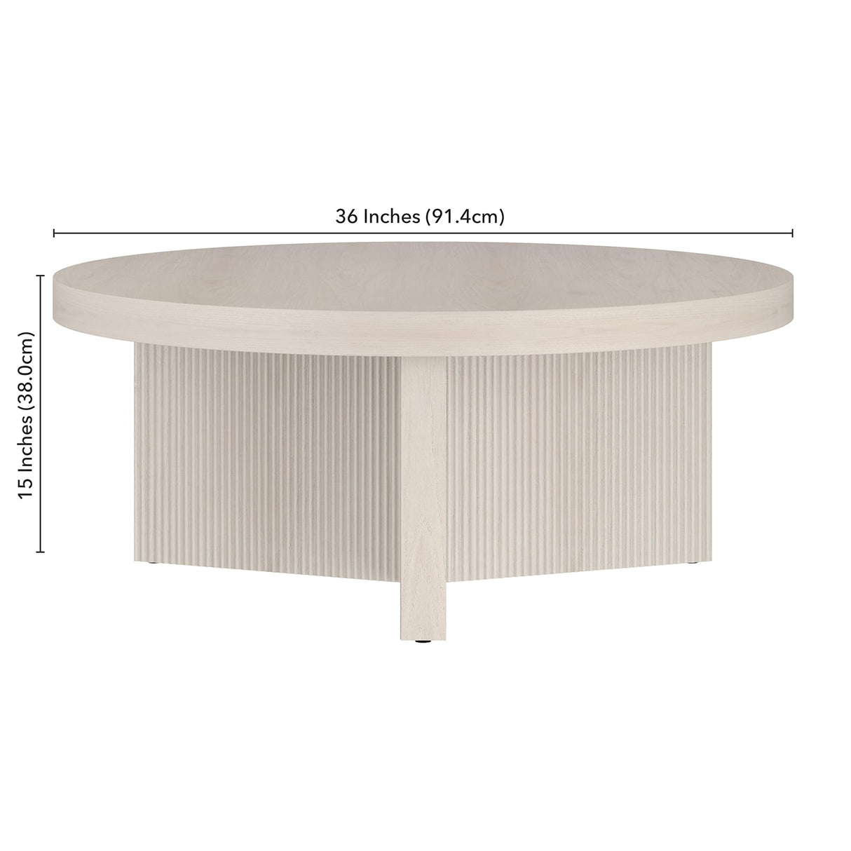 Henn&Hart 36" Wide Round Coffee Table in Beech White, for Home, Living Room, Bedroom, Entertainment Room, Office Henn&Hart