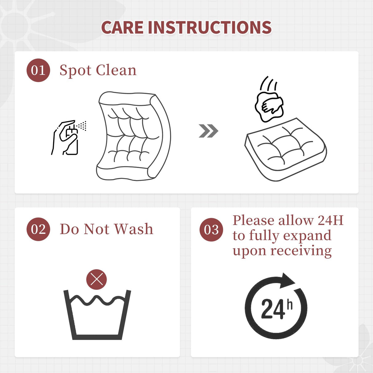 HAVARGO Rocking Chair Cushions Indoor High Back Wooden Rocker Adirondack Chair Cushions, Tufted Patio 1Pc Chair Pad Cushion and 1 Pc Back Cushion Wine Red HAVARGO