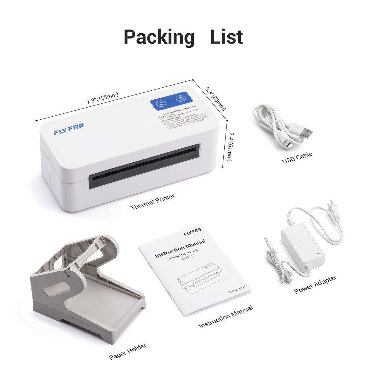 FLYFAR Bluetooth Thermal Shipping 4x6 Label Printer,Wireless Label Printer for Small Business,Support Windows,iOS,iPhone, Android,Used for Amazon,Shopify,Ebay,Ups,FedEx FLYFAR