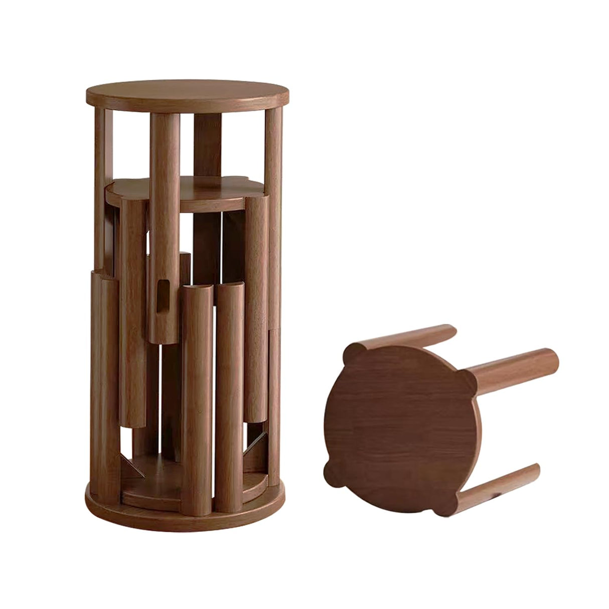 Buzleer Stackable Stools Set of 4, Solid Wood Nesting Coffee Table Saving Space Nesting Side Tables for Kitchen Bedroom Living Room Bar Buzleer