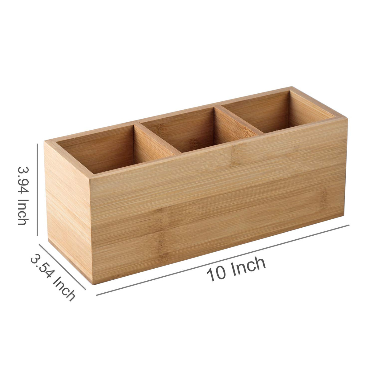 YOSCO Bamboo Wood Pens Pencils Holder Cup for Desk Remote Control Holder, Caddy,Organizer,Desktop Storage with 3 Compartments,Multiuse for Store TV Remotes,Game Console,Phones,Office Supplies (3 Grid) YOSCO