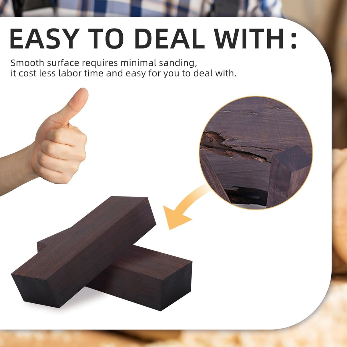 2Pcs Black Ebony Wood, 4.72 x 1.57 x 0.98 Ebony Wood Lumber Handle Plate for Music Instruments DIY Tools, Black Ebony Lumber Original Wood Timber for Wood Turning Blanks Flylin