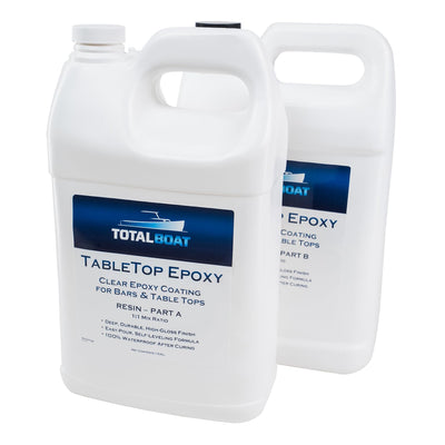 TotalBoat Table Top Epoxy Resin 2 Gallon Kit - Crystal Clear Coating and Casting Resin for Bar Tops, Table Tops, Wood, Concrete, Epoxy Art & Crafts