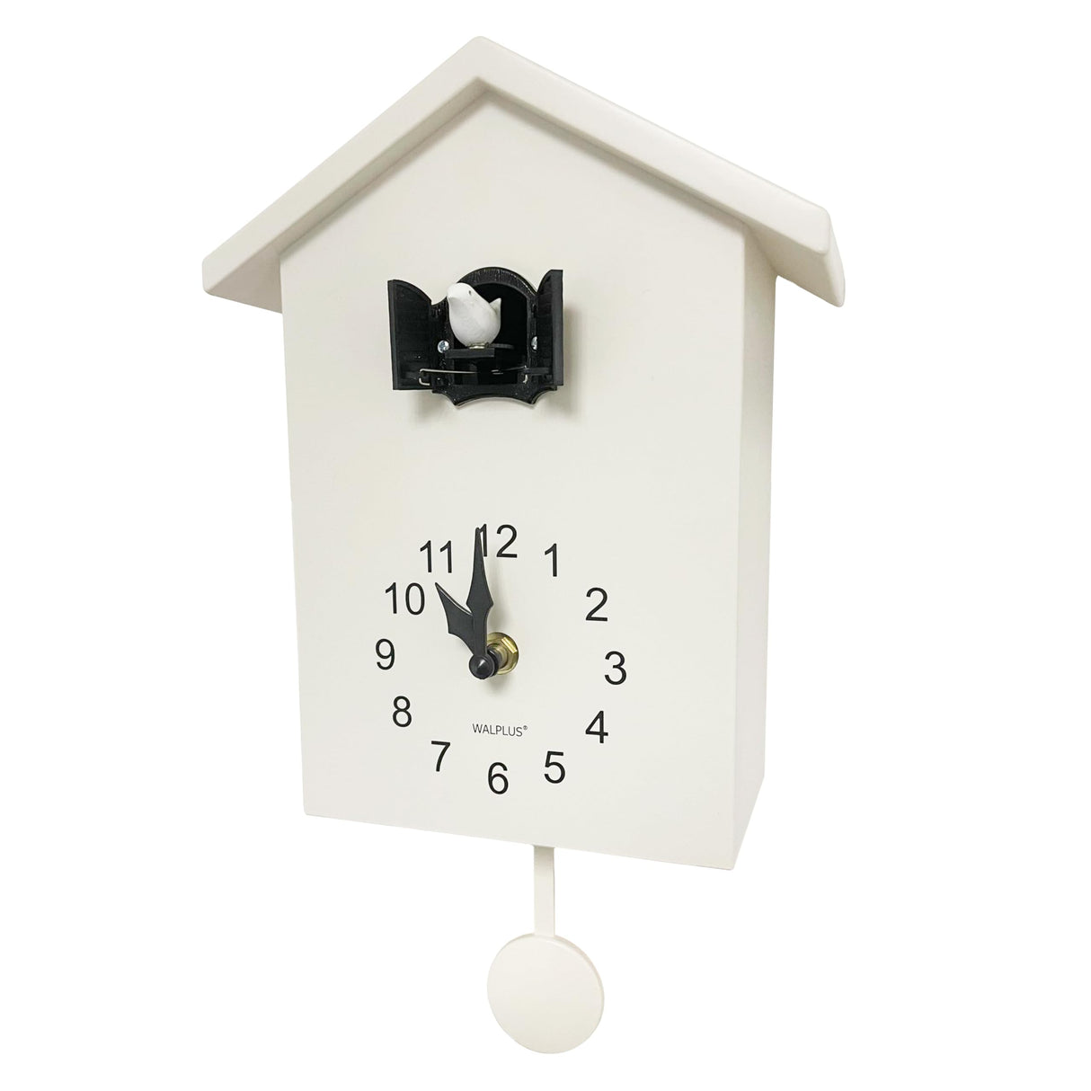 WALPLUS Modern Cuckoo Clocks for Wall Hourly Chiming Coo Coo Clock Volume Adjustable Cookoo Clock Removable Pendulum Christmas Cuckoo Clock Gift White Interior Decoration WALPLUS