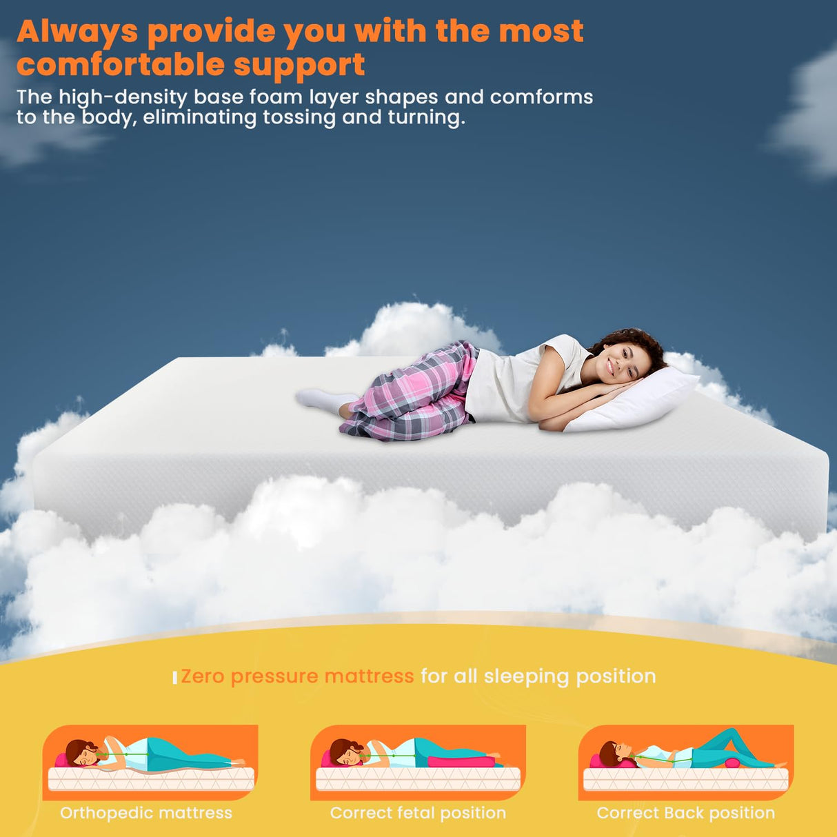 10 Inch King Size Mattress, Gel Memory Foam King Mattress, Pressure Relieving, Cooling Gel Foam, King Mattress in a Box, Certipur-Us Certified, Bed-in-a-Box, King, 80"L x 76"W x 10"Th, White NChanmar