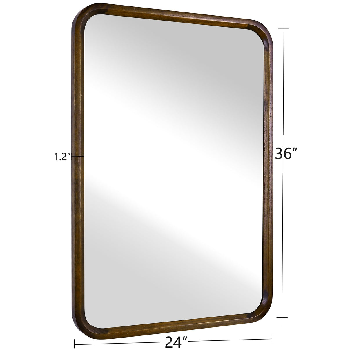 Wood Bathroom Mirror for Wall,Brown Rectangle 24 x 36 inch Hanging Vanity Tempered Mirrors with Rounded Corner for Living Room,Bedroom,Entryway (Walnut, 24x36 Inch) CULER