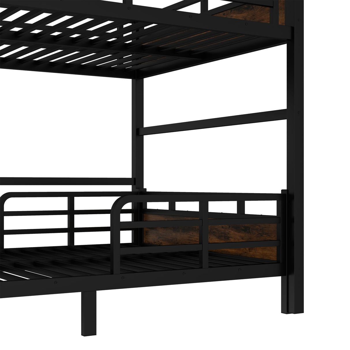 Queen Over Queen Bunk Bed with Headboard and Full Length Guardrail, Separable Bunk Bed Queen Size, Heavy Duty Bunk Beds Can Turns Into Loft Bed and Platform Bed, Black Bellemave