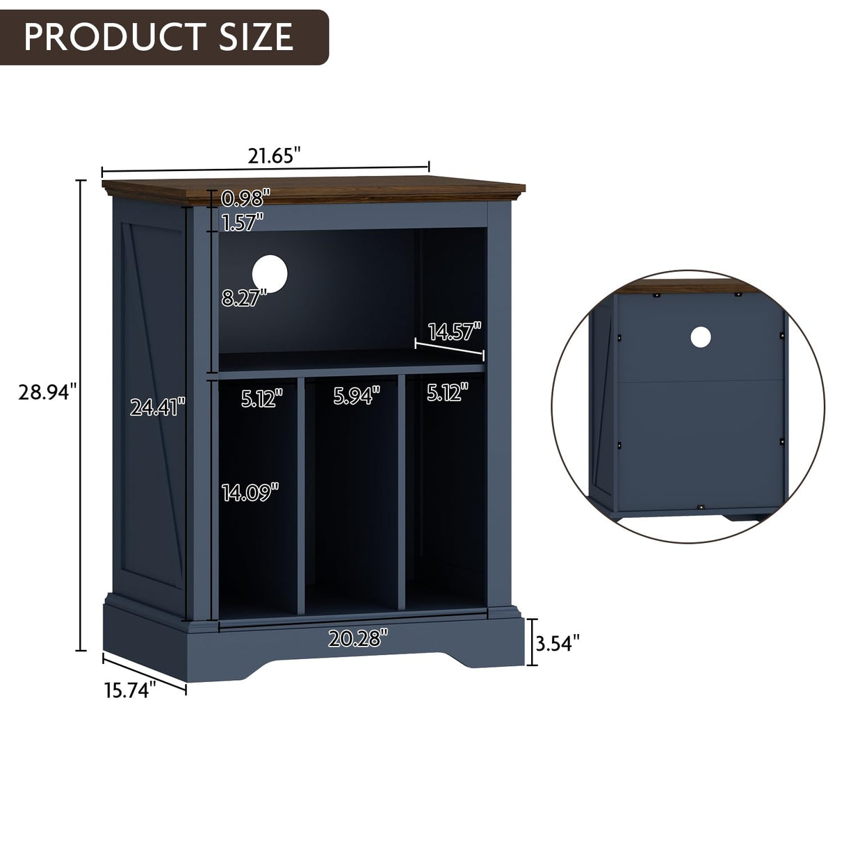 RowyPoey Record Player Stand with Vinyl Record Storage, Large Wood Turntable Stand Cabinet Dispaly Shelf for Living Room,Bedroom,Office,Blue RowyPoey