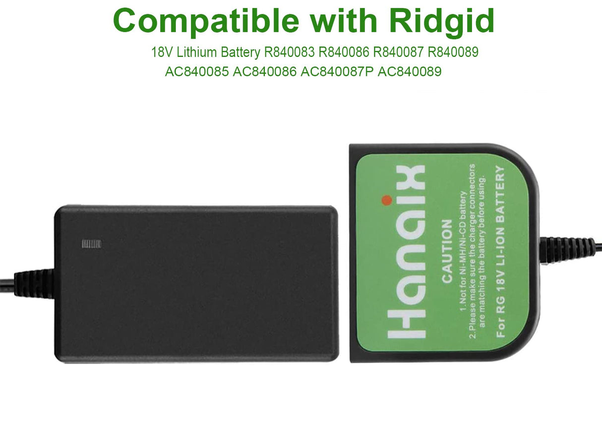 Hanaix 18V Lithium Battery Charger for Ridgid R840087 R840083 R840085 R840086 R840089 AC840085 AC840086 AC840089 for Ridgid 18V Battery Charger (Only fit for Lithium Battery) Hanaix