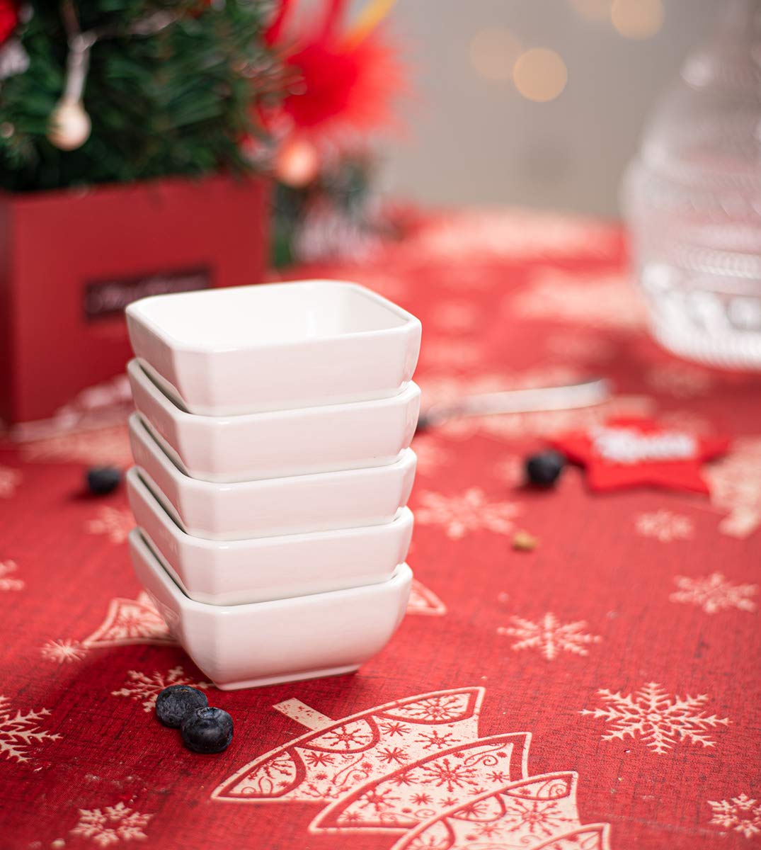 DELLING Ultra-Strong 3 Oz Ceramic Dip Bowls Set, White Dipping Sauce Bowls/Dishes for Tomato Sauce, Soy, BBQ and other Party Supplies - Set of 6 DELLING