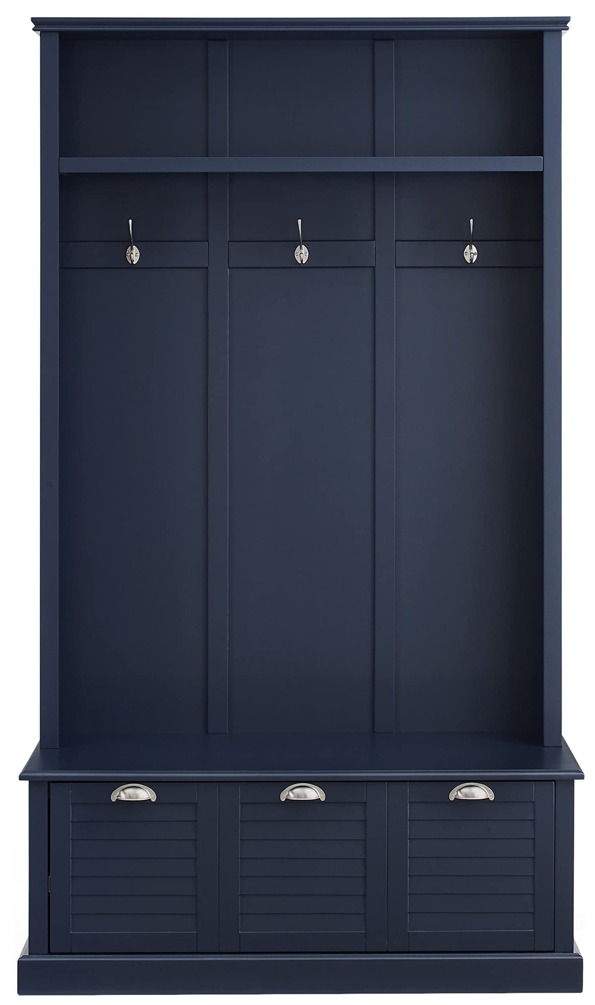 Crosley Furniture Ellison Hall Tree with Storage Bench and Coat Rack Hooks for Hanging, Navy Crosley Furniture