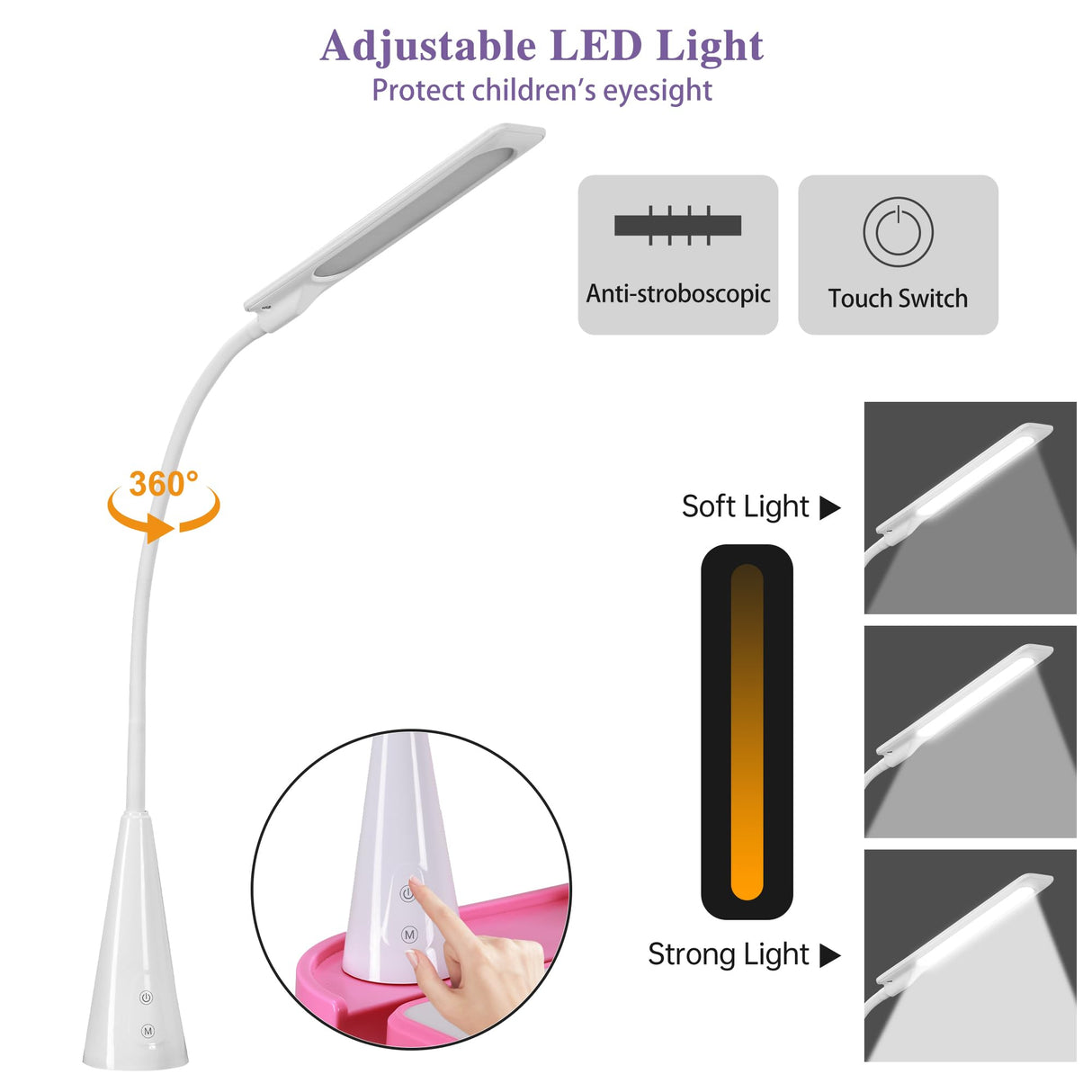 UNICOO Kids Study Table and Chair Set, Height Adjustable Kids Art Desk, Ergonomic Study Desk for Kids, with Premium Quality LED Lamp, Tilt Desktop, Pull Out Drawer Storage (Pink) UNICOO