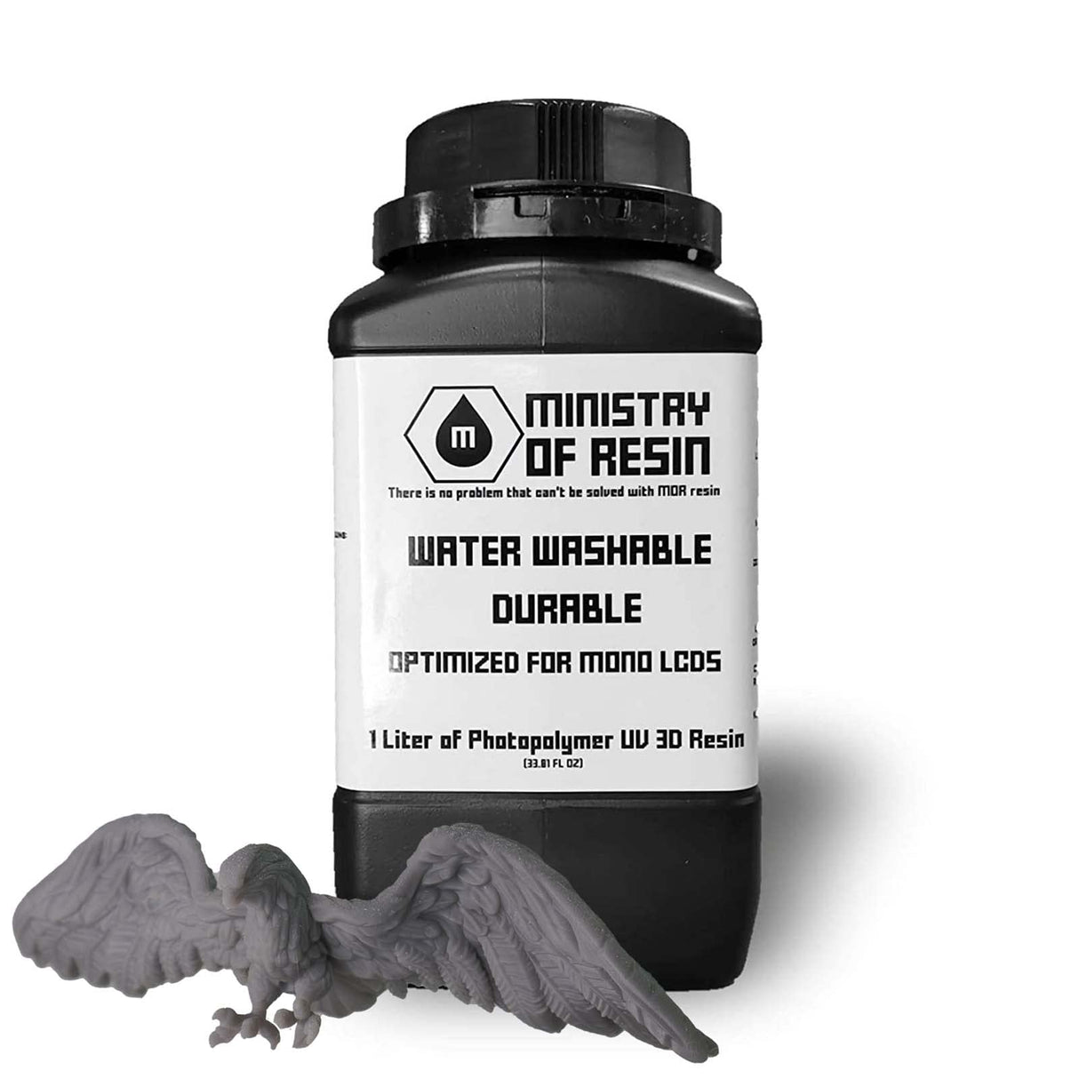 Water Washable Resin Durable Non-Brittle Low Odor 3D Printer Resin Optimized for Mono LCD Made in The USA 405nm Photopolymer Resin for LCD 3D Printing 1L Grey SainSmart