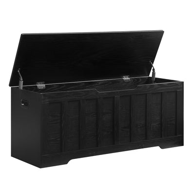 VANKILEY 47.2" Storage Chest Extra Large,Storage Trunk with 2 Safety Hinges,Wooden Storage Bench,Shoe Bench,47.2x15.7x19.1 Inch,Easy Assembly,Storage Bench for Bedroom,Living Room,entryway(Black).