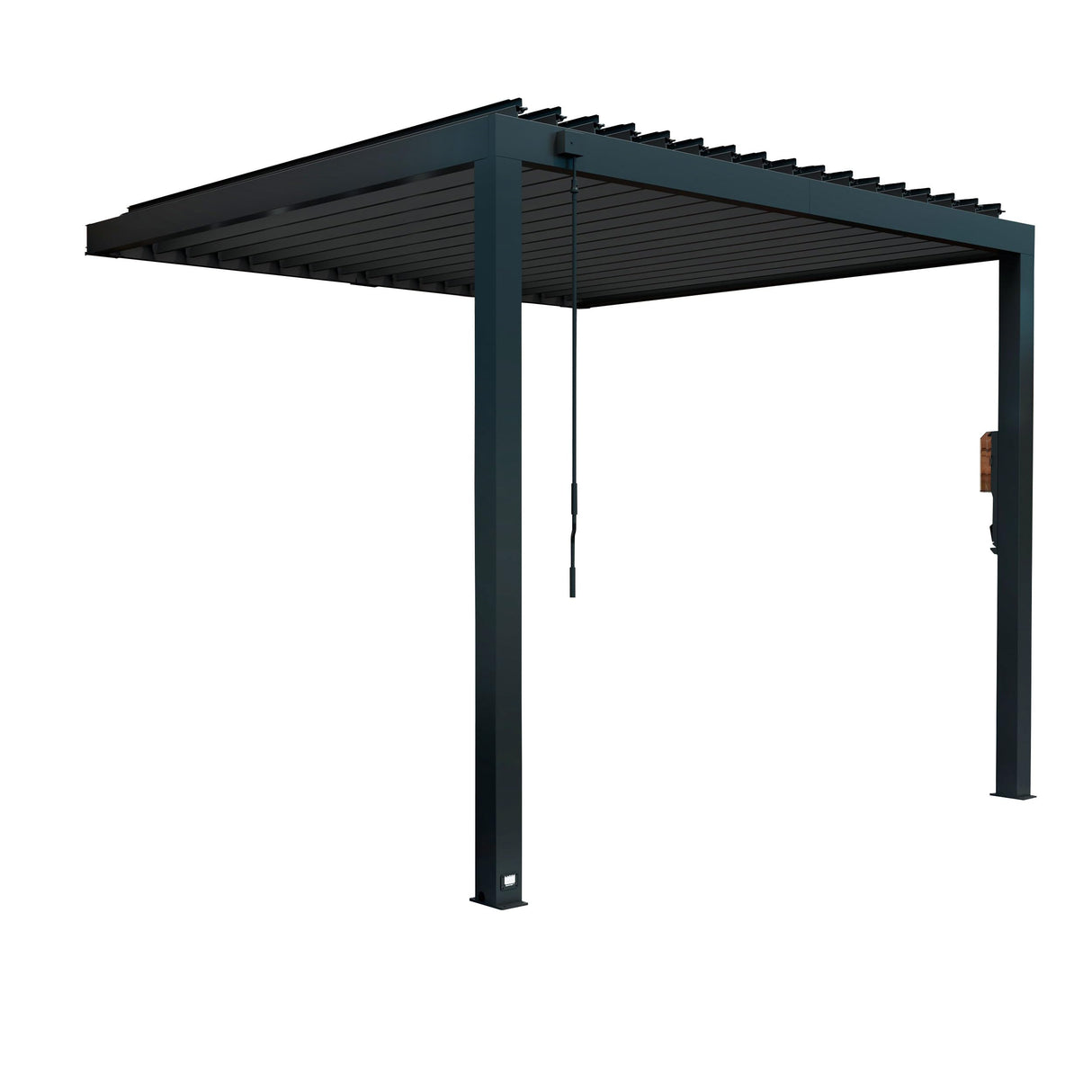 Backyard Discovery Evanston 10'x10' Galvanized Steel Wall-Mounted Louvered Pergola Kit with Adjustable Roof, Shade, Rain Protection, High-Wind Rating, PowerPort, Gutter System for Outdoor Patio, Deck Backyard Discovery