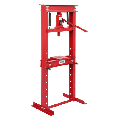 TUFFIOM 12-Ton Hydraulic Shop Press with Press Plates, H-Frame Garage Floor Press, Adjustable Working Table Height, 24.8”L x 15.35”W x 51.4”H