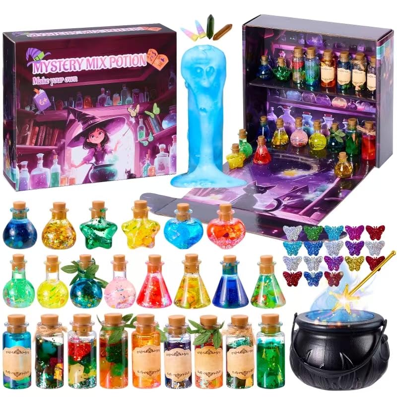 QLRR Mystery Mix Potion Craft Kits for 6 7 8 9 10 11 12+ Year Old Girls DIY Best Birthday Gift for Girls & Boys ,Mix 24 Fairy Bottles Potion Gifts Kids 6-8 Year Old Girl Birthday Gift QLRR