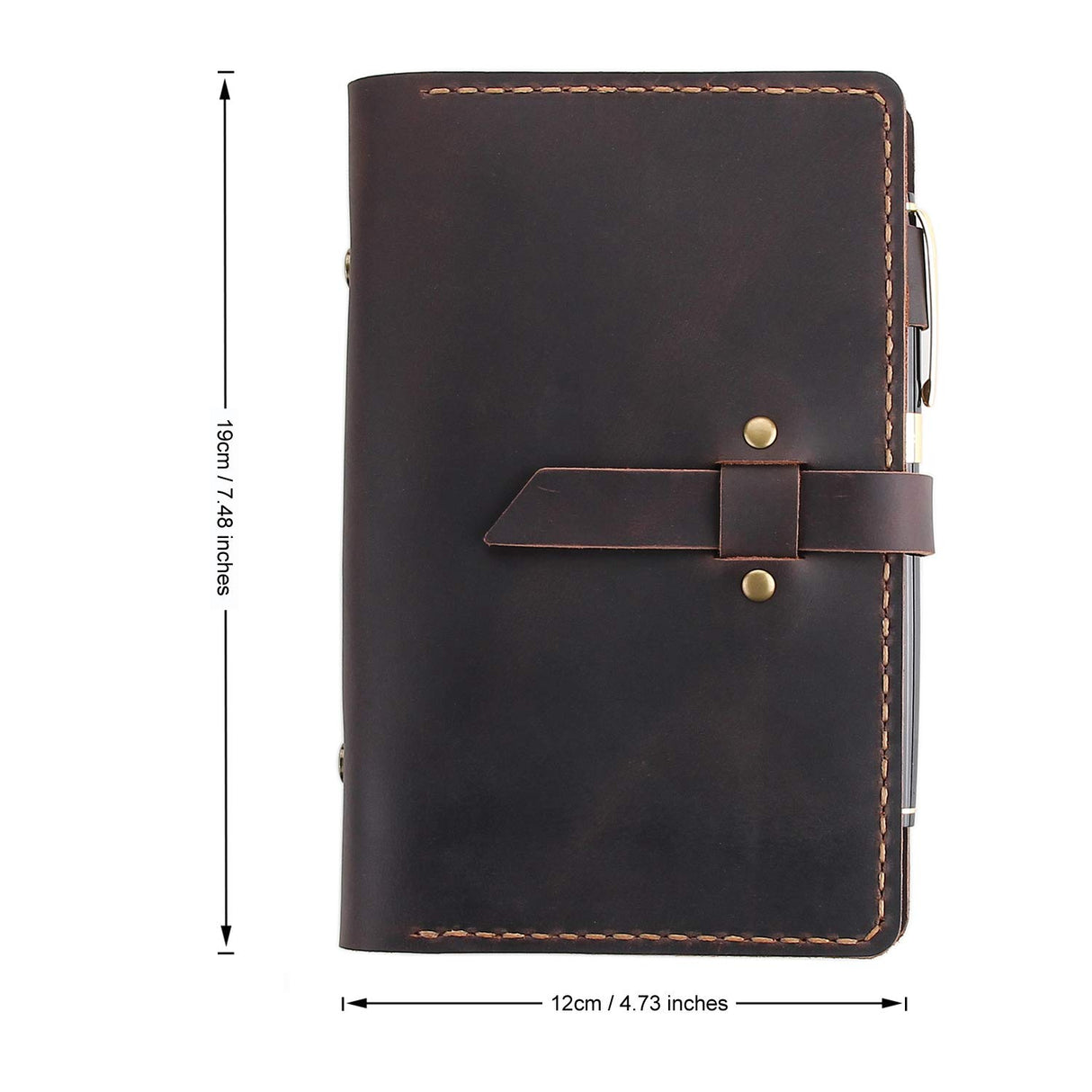 Genuine Leather Journal Writing Notebook, A6 Ring Binder Refillable Diary Notepads, Vintage Handmade Travel Organizer Agenda for Men Women - Coffee Robrasim