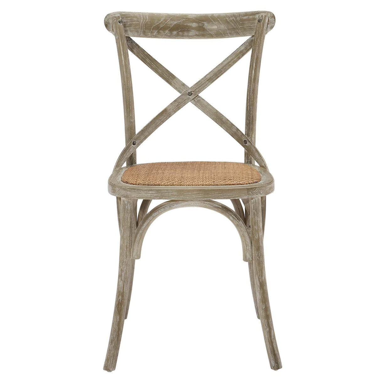 Modway Gear Rustic Modern Farmhouse Elm Wood Rattan Dining Chair in Gray Modway