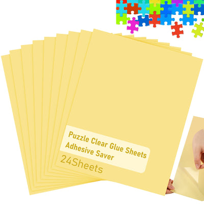 Arrowbash 24 Pcs Preserve 5 X 1000 Piece Puzzle Glue Sheets Clear Adhesive Puzzle Saver Sheets Peel and Stick Tape Extra Large Thick No Mess Grid Tape for Finished Jigsaw Framing