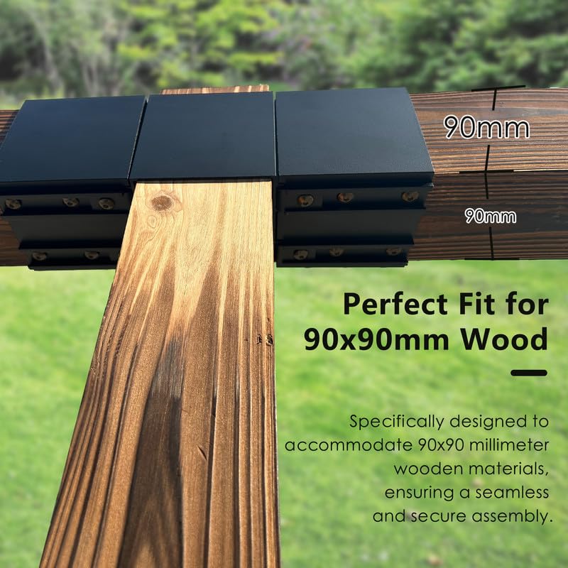 2 Sets DIY Pergola Brackets 3-Way Right Angle Corner Bracket, Gazebo Hardware Kits for Outdoor Patio Pergola Extension Wood Stand Kit Kozyard