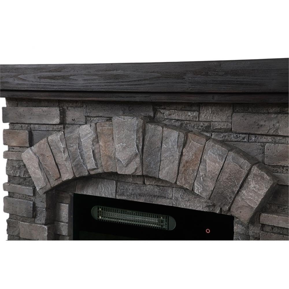 LIVILAND 36" Farmhouse Ceramic Magnesium Oxide Freestanding Electric Fireplace with 4 Flickering Flame Effect Settings, Remote and Touch Control, in Gray Finish LIVILAND