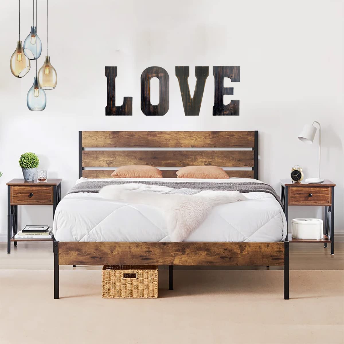 Big Letter Wall Art for Living Room, Bathroom, Bedroom, and Home Decor, Rustic Farmhouse Lettering for Family Last Names, Large Decorative Wood, 14” x 10” (Big M) ABELOTS