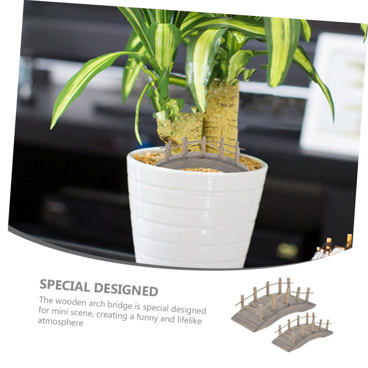 FOYTOKI 2Pcs Wood Decor Miniature Wooden Bridge Model Mini Mini Garden Wooden Bridge Pillar Outdoor Garden Decor Wooden Arch Bridge Ornaments Model Arch Bridge Miniature Household Large FOYTOKI