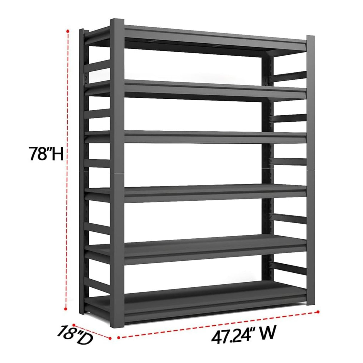 Book Shelf, 5 Tier Metal Wide Bookshelves, Adjustable Modern Book Shelves, Narrow Book Shelving for Small Spaces, Tall Decorative Bookshelf for Home Office/Living Room/Library (18"D x 47.24"W x 78"H) Notmise