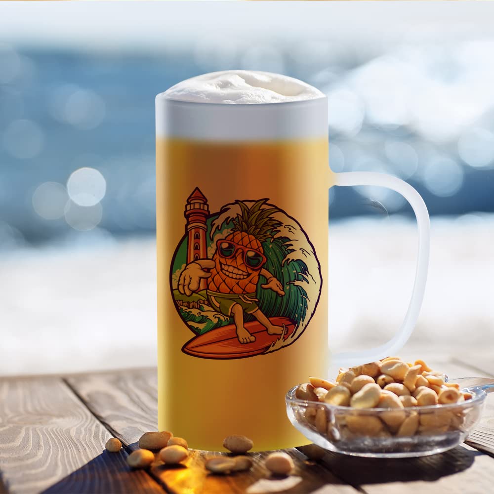 PYD Life Sublimation Glass Blanks Mug Frosted Glass Tumblers 22 OZ Coffee Beer Mugs Cups with Handle for Cricut Mug Press and Tumbler Heat Press 4 Pack PYD Life