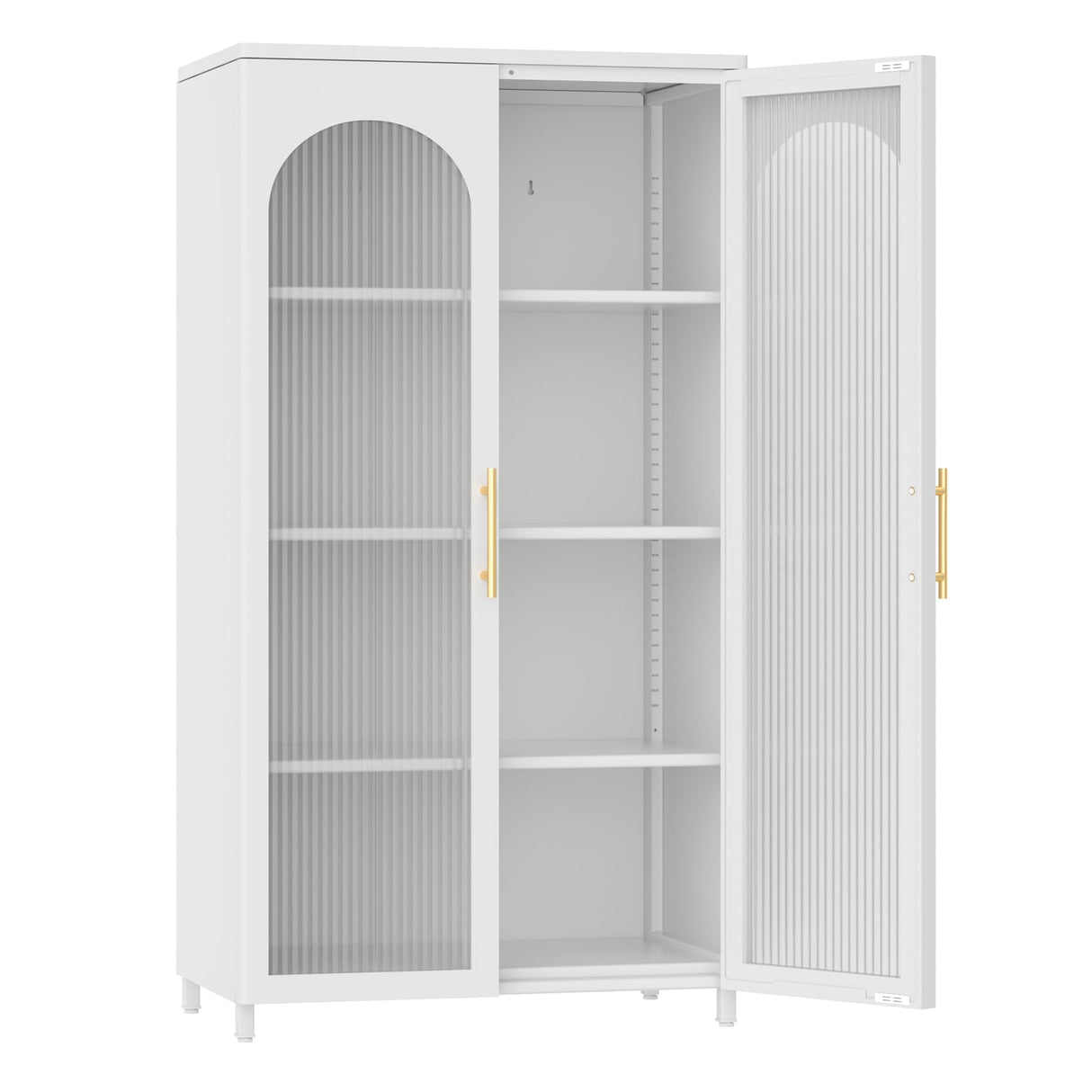 OSEILLC Metal Sideboard Buffet Cabinet with Glass Doors, 59" Tall Sideboard and Buffet with Storage, Accent Cabinet with Adjustable Shelves, Metal Storage Cabinet for Kitchen, Living Room, Hallway OSEILLC