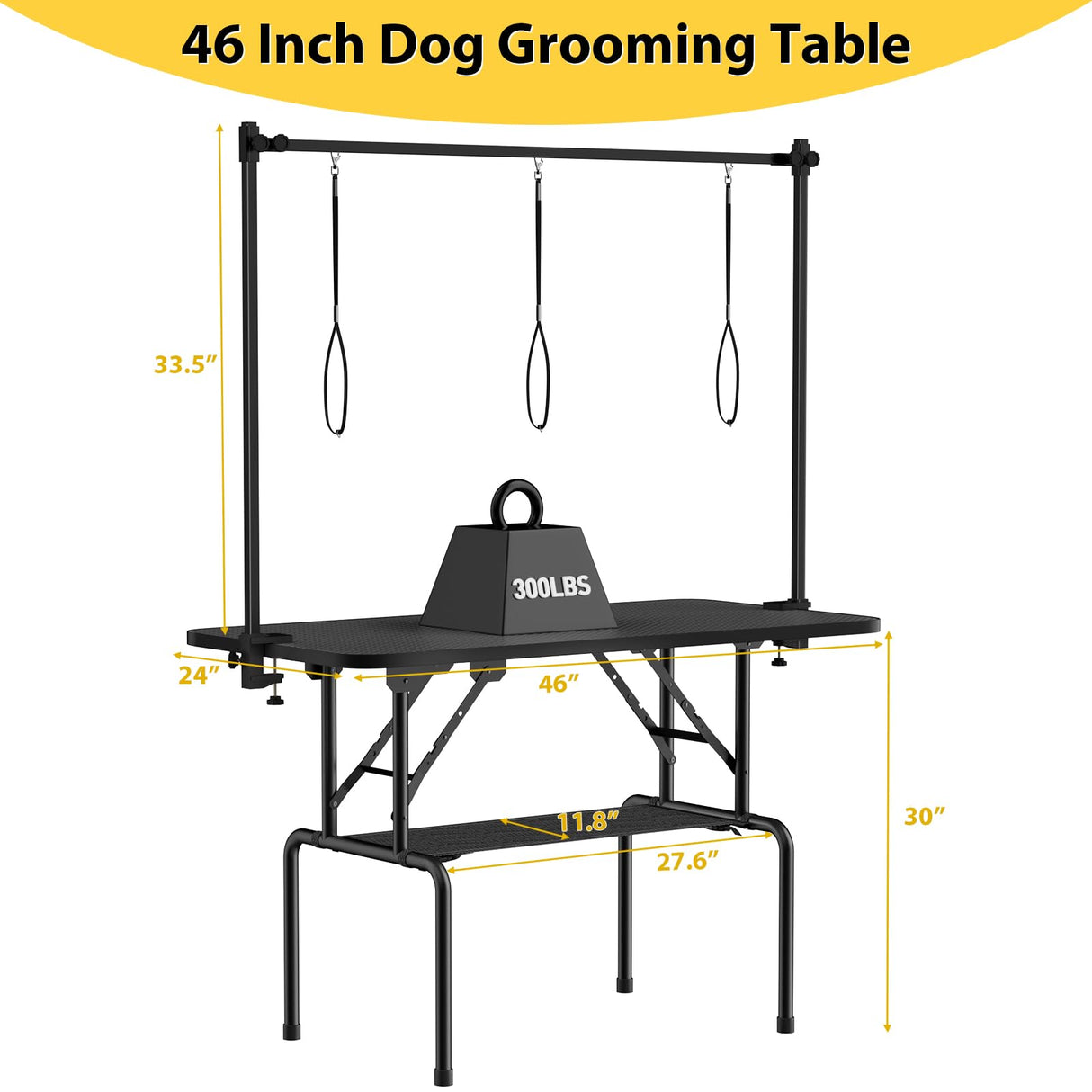 ROOMTEC 46 Inch Dog Grooming Table,Foldable Pet Grooming Tables at Home with Adjustable Arm,Nooses, Mesh Tray ROOMTEC