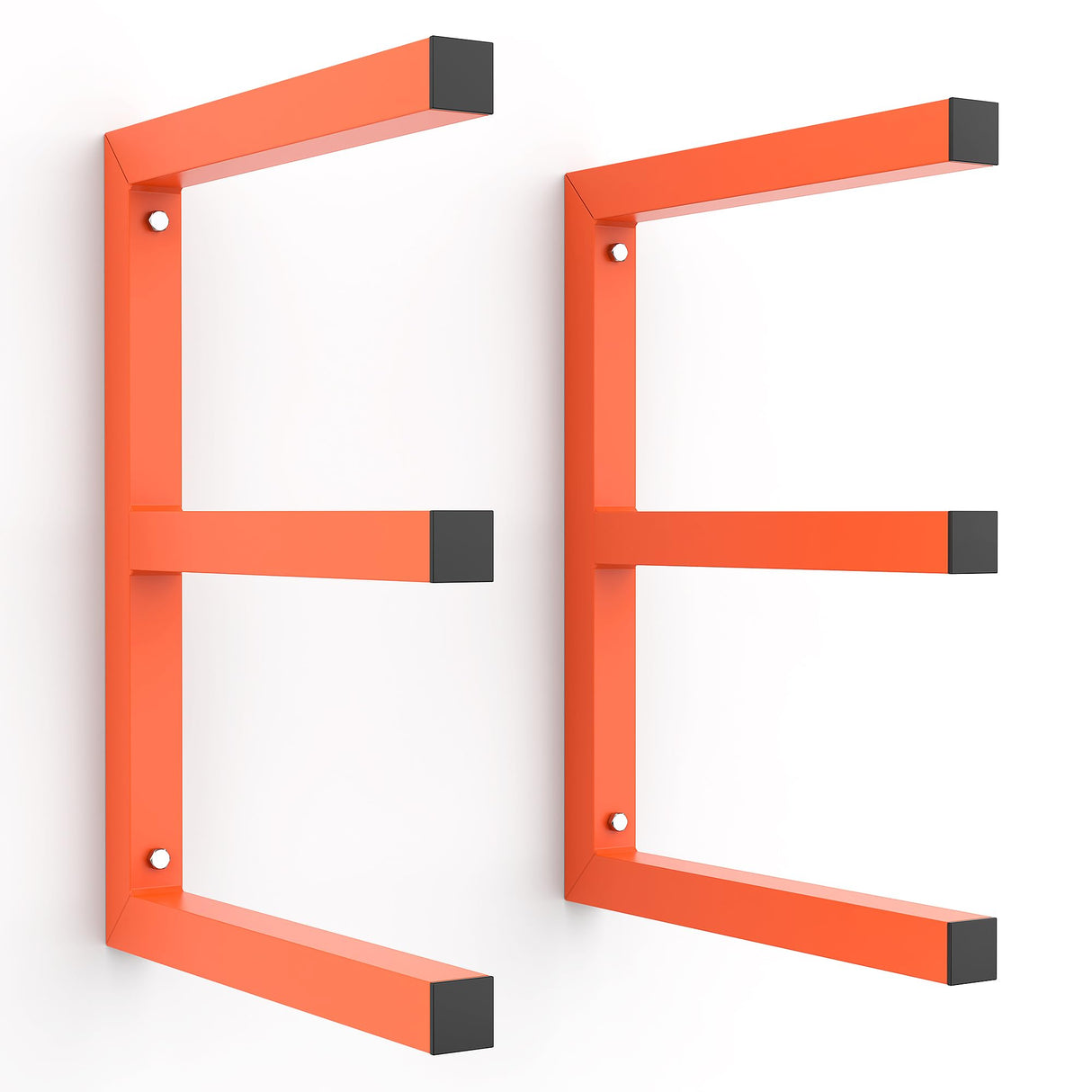 Ultrawall Lumber Storage Rack Wall Mount Wood Storage Racks, Metal Wood Organizer Racks for Shed, Workshop, Garage, Holds Up 220 LBS Per Level (Pack of 2, Orange) Ultrawall