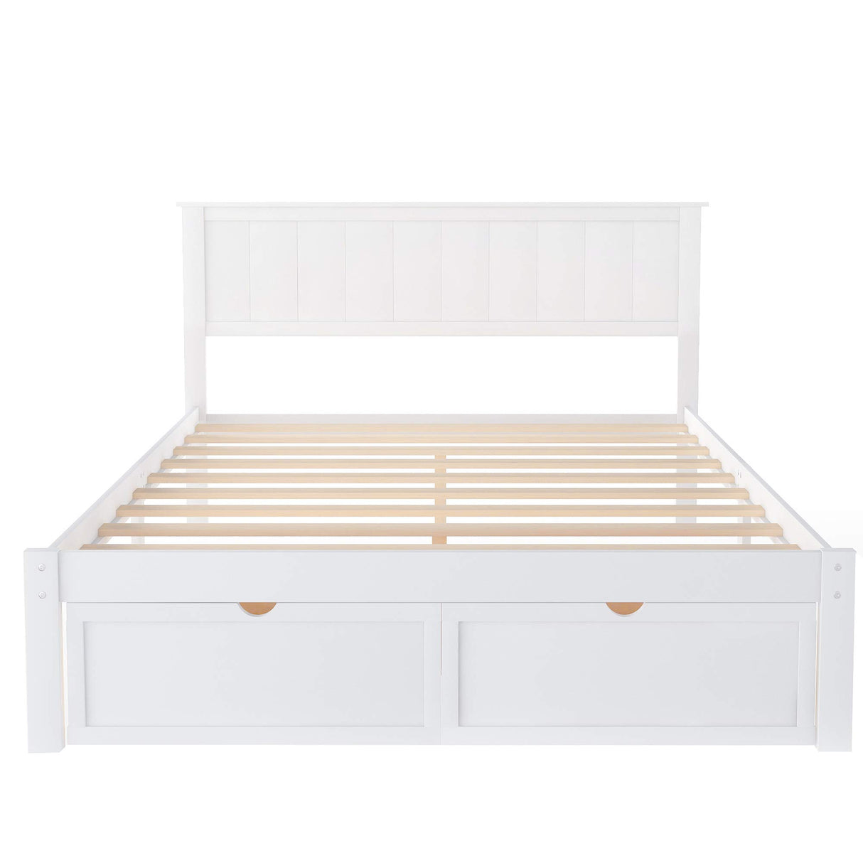 SOFTSEA Full Size Platform Bed with Under-Bed Storage Drawers and Solid Wood Construction SOFTSEA