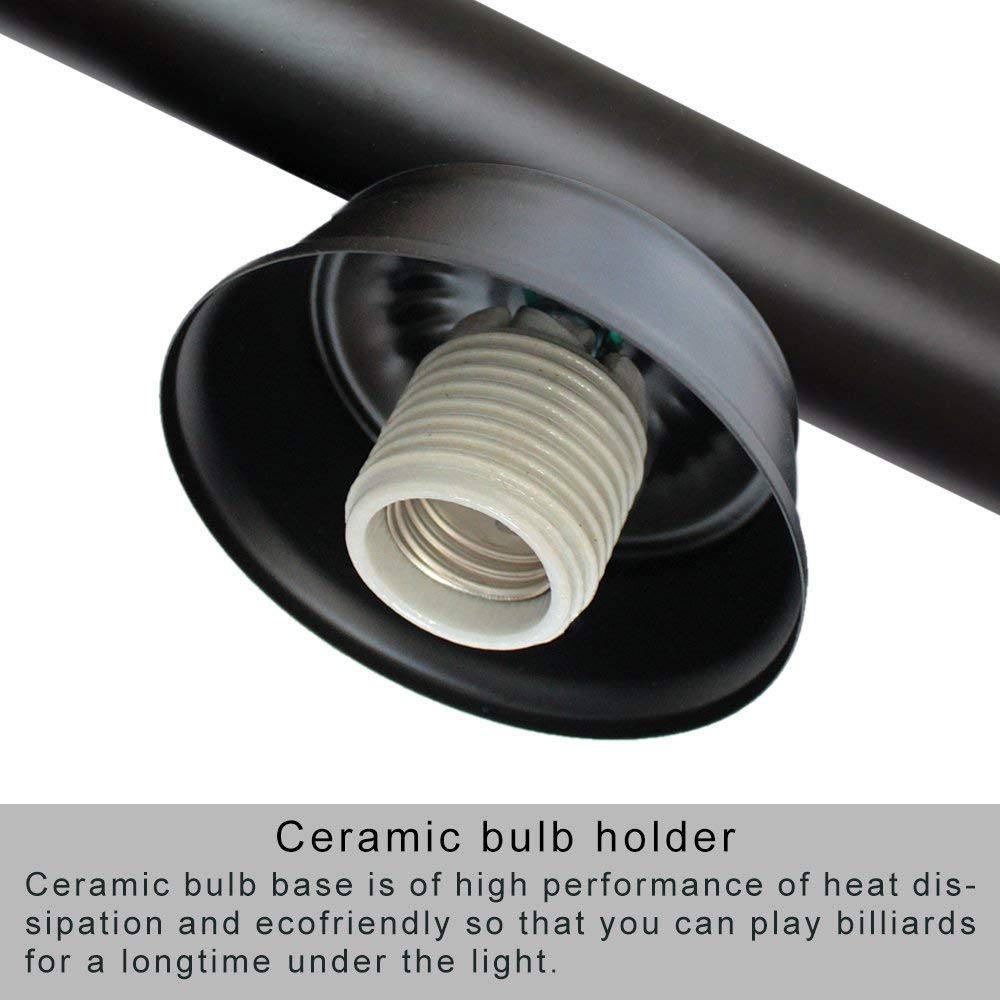 Wellmet 3 Light Pool Table Light, Vintage Retro Kitchen Island Pendant Light with Matte Black Shade, Modern Industrial Chandelier Wellmet