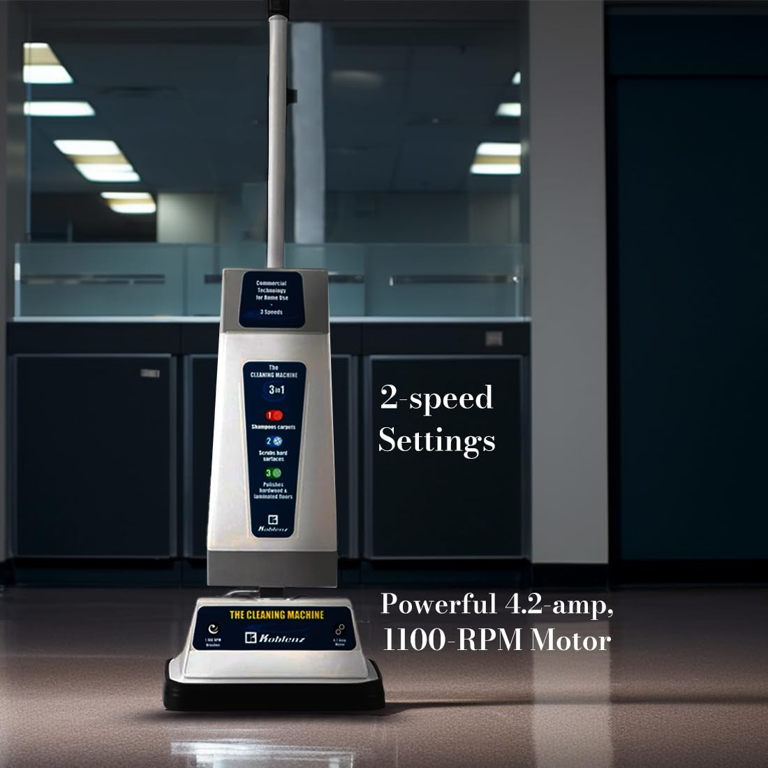 Koblenz Shampooer and Polisher Cleaning Machine, Floor Cleaner with 1100-rpm Motor, 5' Power Cord, 120-oz Tank, 2-Speed Settings, Scrubbing Brushes, Lambswool Pads, and Polishing Pads, P-820 B Koblenz