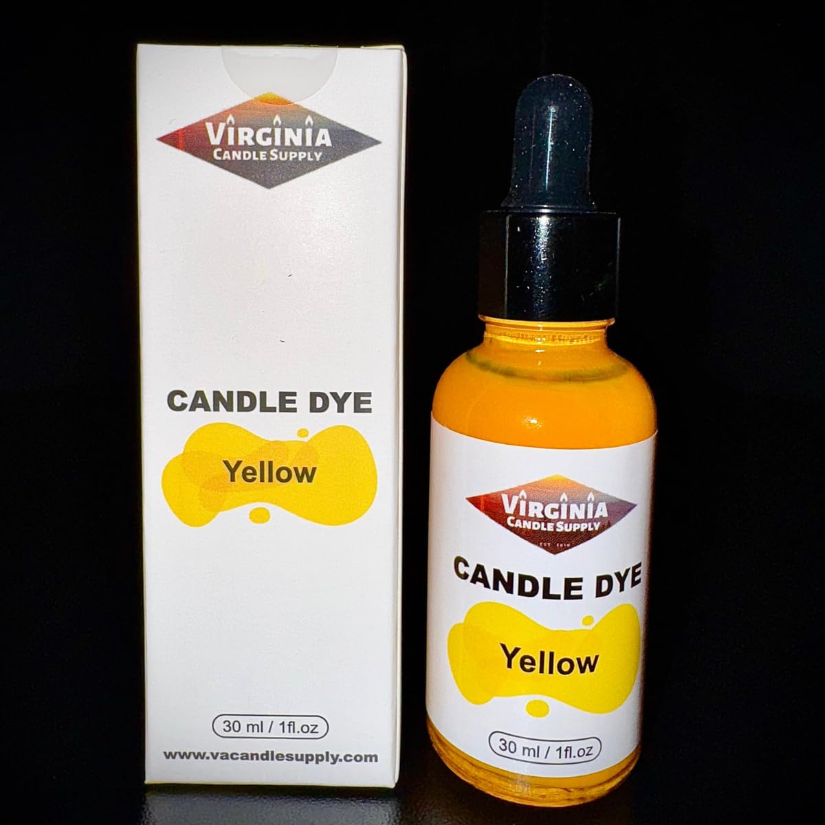Yellow Liquid Candle Dye Concentrated (1 oz Bottle with Dropper) Soy Candle, Paraffin Wax, Gel Wax, Natural Wax Blends, for Candles, Wax Melts, Snap Bars Virginia Candle Supply