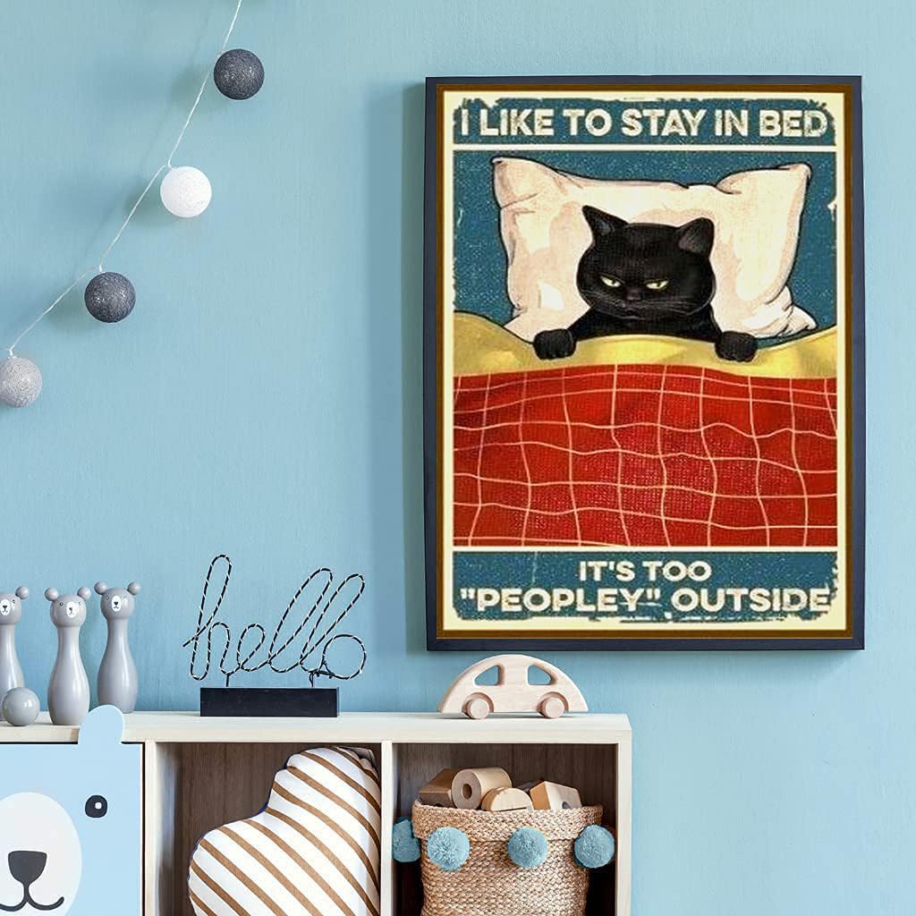 5D DIY Diamond Painting Kits for Adults,Don 't Want to get up Cat Diamond Painting Full Drill Round Art Gems Diamond Art Perfect for Home Wall Decor(12x16Inch) GuyAna