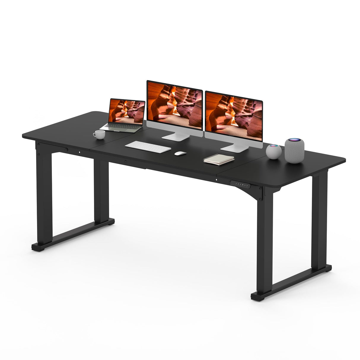 FitStand 4 Legs Standing Desk, Large 79x31 Inches Electric Adjustable Height Desk with Splice Board, Stand Up Desk Home Office Computer Workstation, Black FitStand