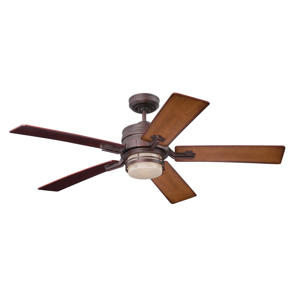 Luminance kathy ireland HOME Amhurst LED Ceiling Fan, 54 Inch Dimmable Lighting with 4-Speed Wall Control | Indoor Metal Fixture with 5 Reversible Wood Blades, Venetian Bronze Luminance
