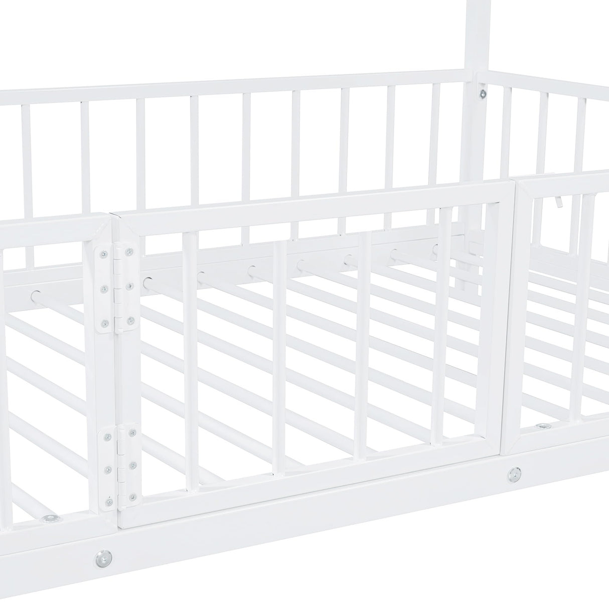 Bellemave Twin Over Twin Bunk Bed with Slide and Ladder, Metal Bunk Bed for Kids, Girls, Boys, Removable Fence, Low Bunk Bed with Slide, with Door, White Bellemave