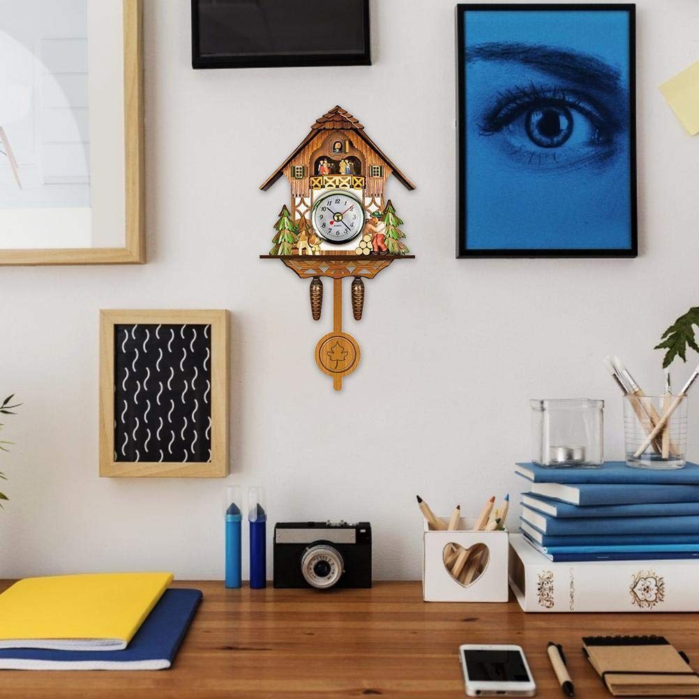 AUNMAS Antique Wooden Cuckoo Clock with Auto Swing Pendulum for Home Decor, Traditional Clock Antique Wooden Pendulum Quartz Wall Clock (CM001) AUNMAS