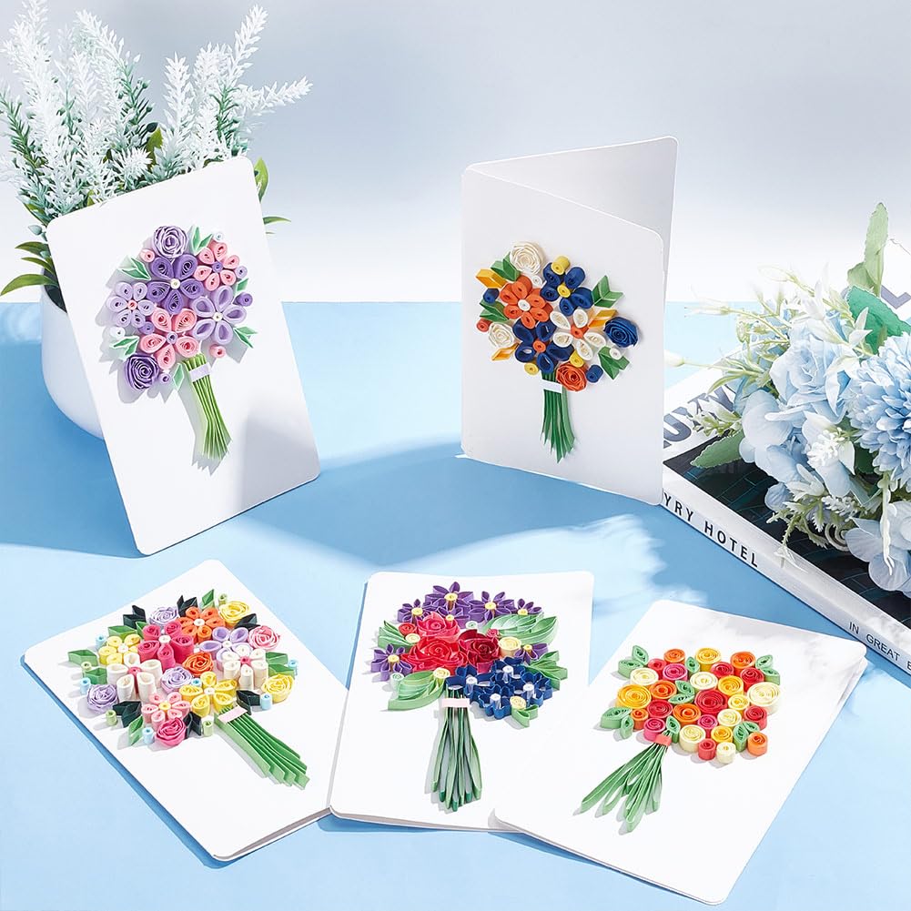 WEBEEDY Paper Quilling Kit 20 Sets Flower Card Quilling Kit with Paper Quilling Strips Tools Paper Quilling Set DIY Handmade Arts Crafts Christmas Valentine's Day Birthday Gifts WEBEEDY