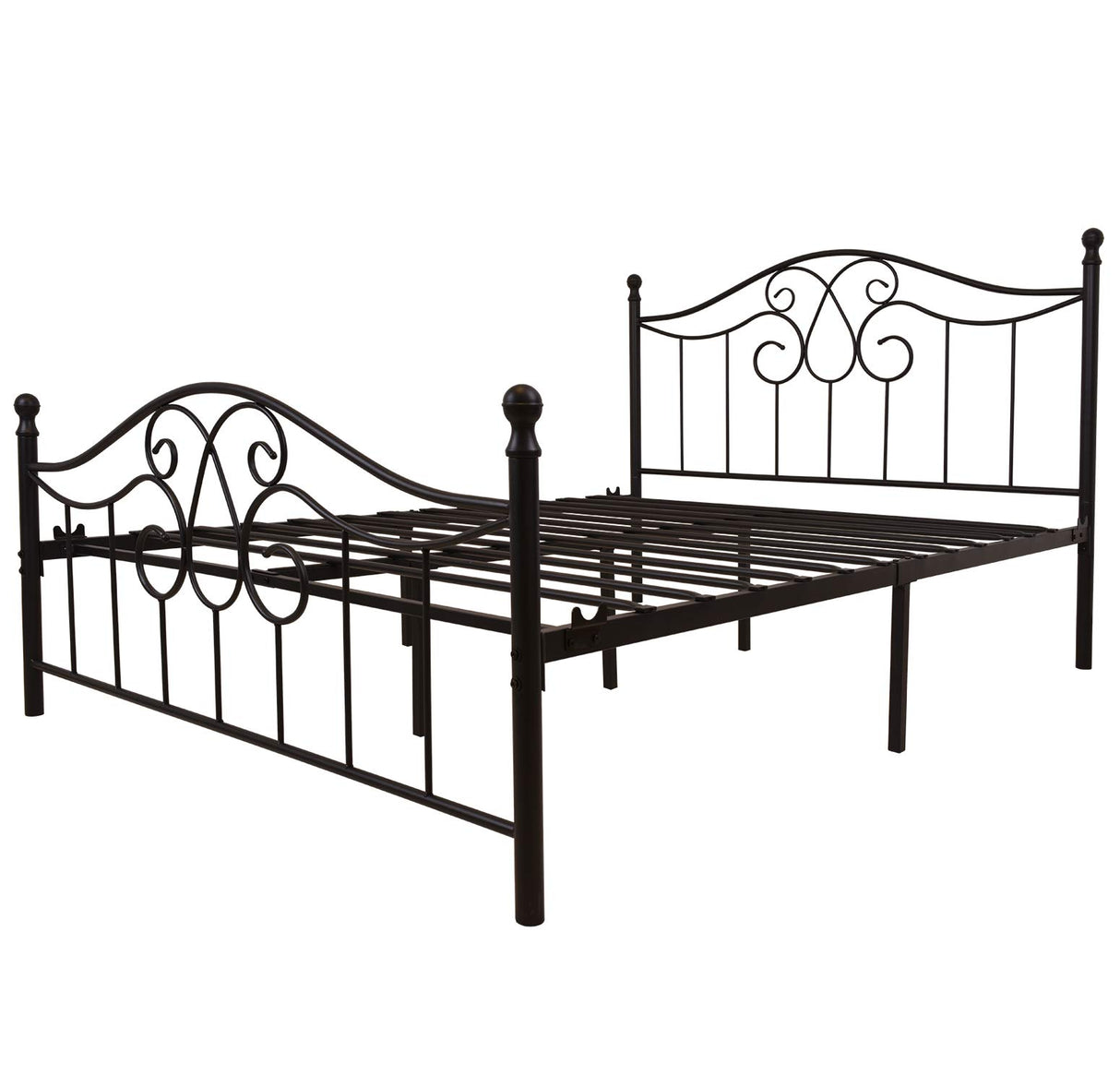 YALAXON Vintage Sturdy Metal Bed Frame with Headboard and Footboard Basic Bed Frame No Box Spring (Queen, Black) YALAXON