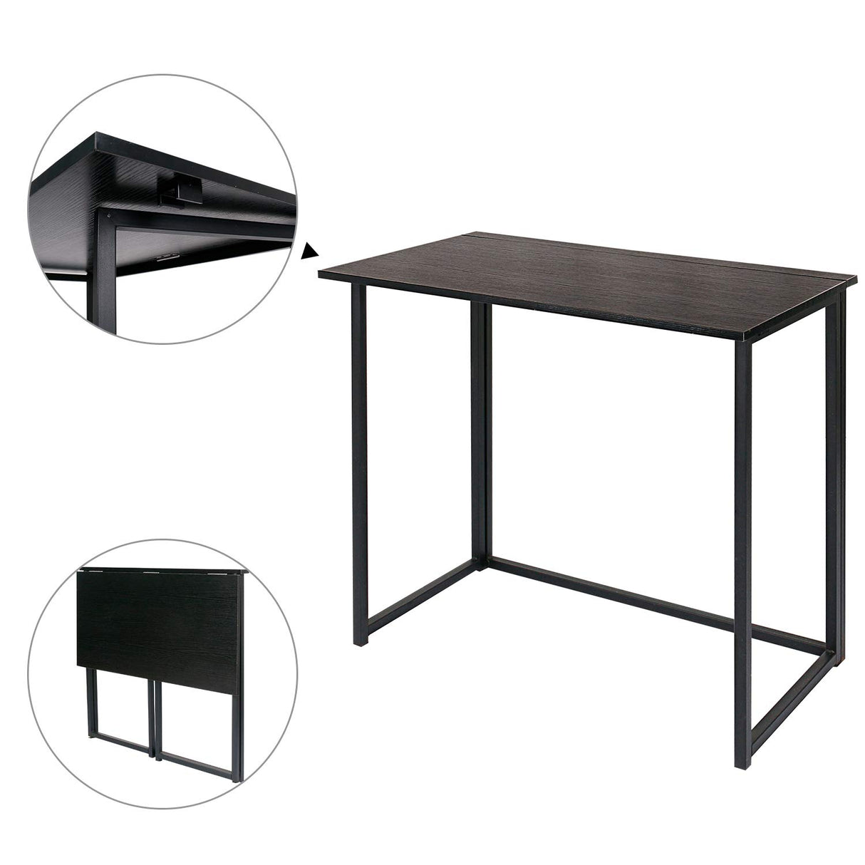 Leopard Outdoor Products Folding Computer / Laptop Table for Small Spaces, Space-Saving Home Office / Writing Desk, Compact Study Reading Foldable Desk (Black) Leopard Outdoor Products