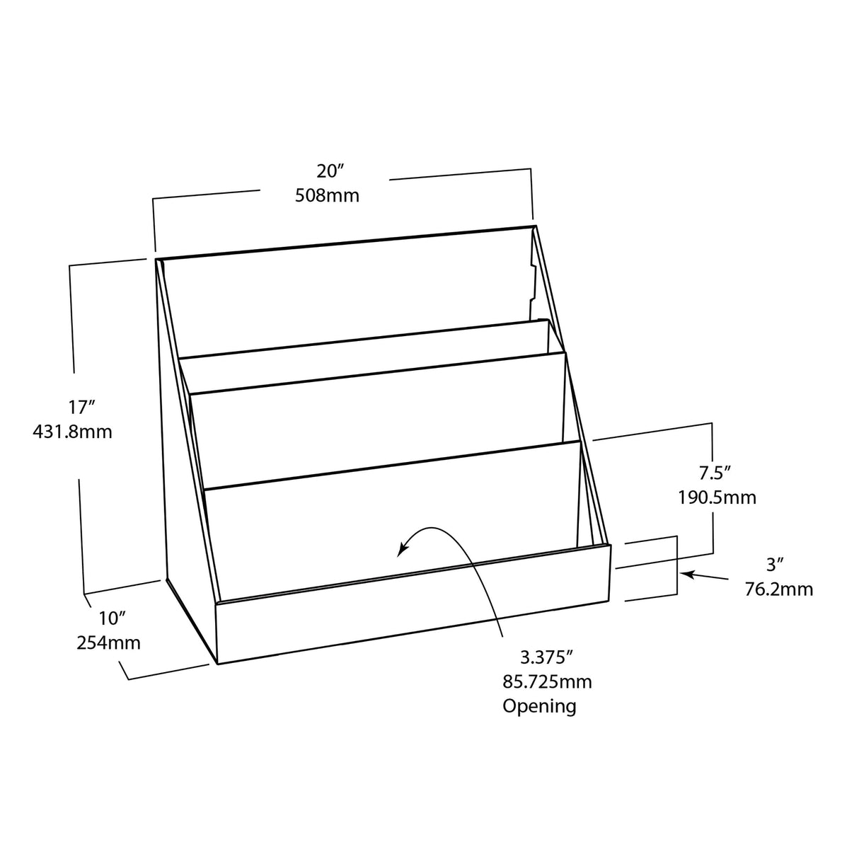 Classroom Keepers Sturdy Cardboard Book Shelf, 3-Tiered, Blue, 17" H x 20" W x 10" D, 1 Unit Pacon