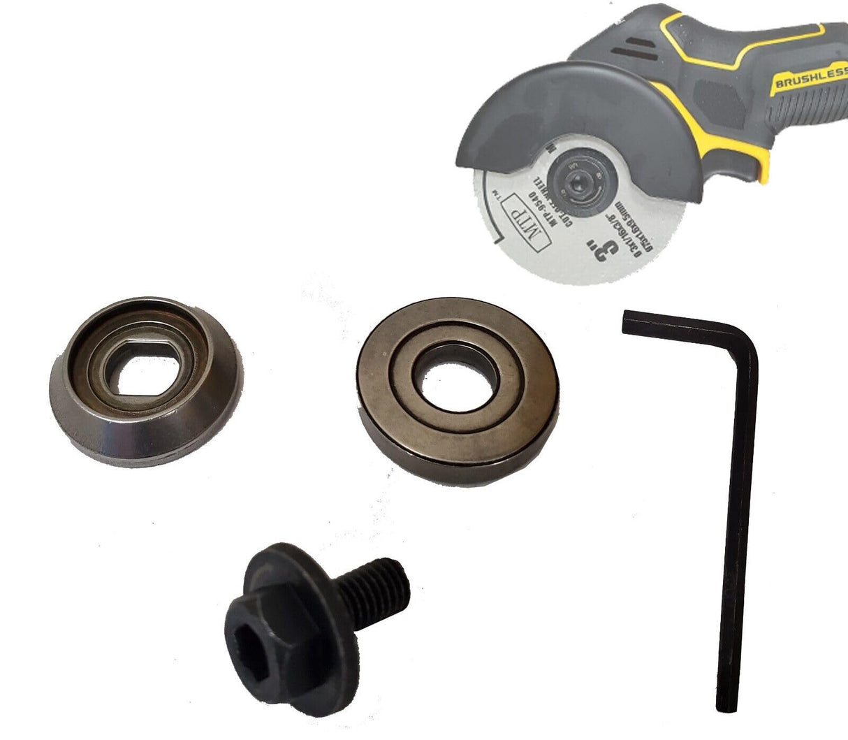 4 Pcs Set Top Flange Inner Flange Locking Blade Bolt and Hex Key Compatible for Dewalt 20V Max DCS438B 3" Cut Off Parts (4Pcs Set) MTP